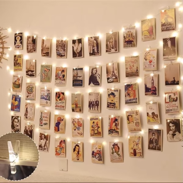LED Photo String Lights USB Battery Powered Fairy Twinkle Lights with Clips for Hanging Pictures Bedroom Wall Wedding Decor